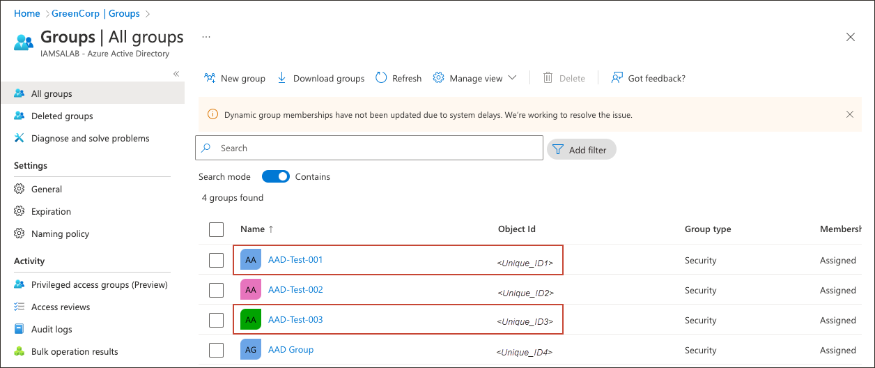 Click to expand Group details in Entra ID
