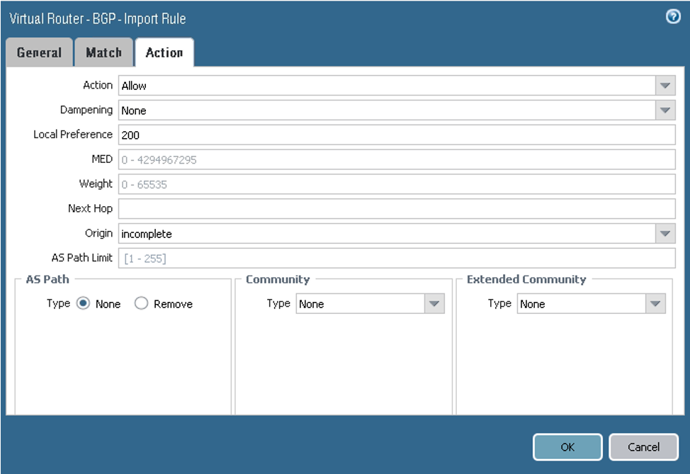 Click to expand This image shows the Import Rule Action tab.