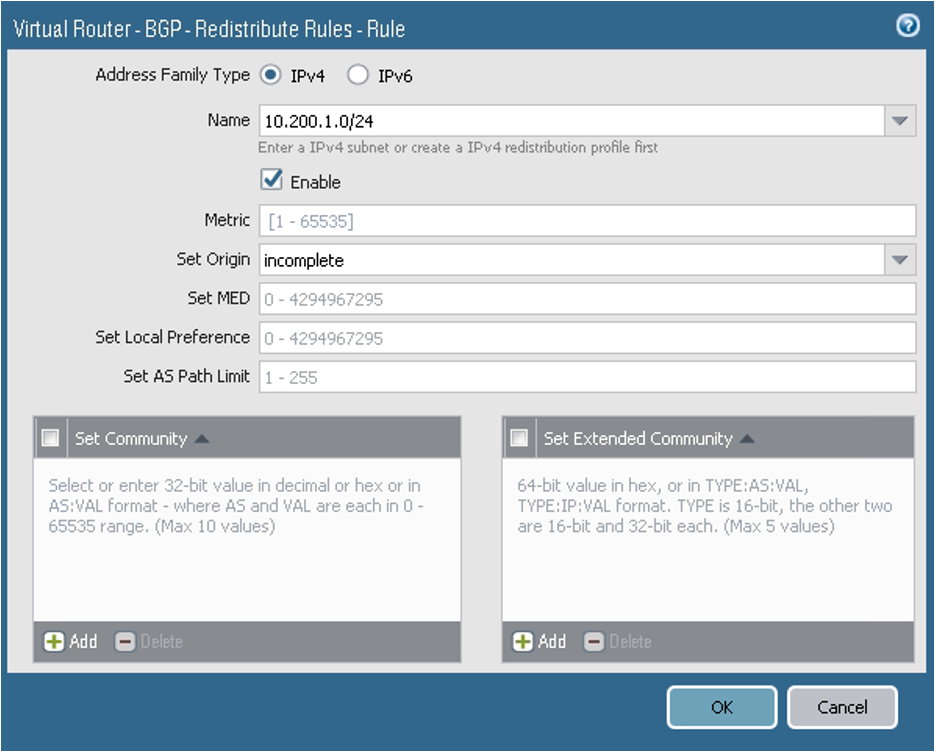 Click to expand This image shows the Redistribute Rules tab.