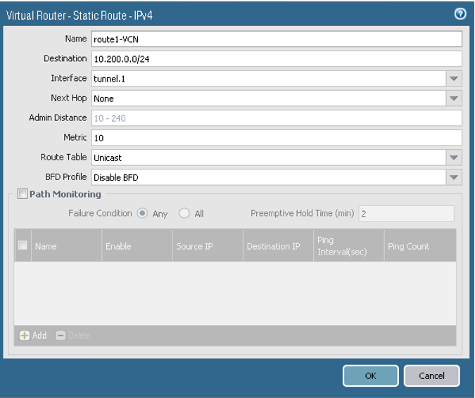Click to expand This image shows the static route settings for route 1.