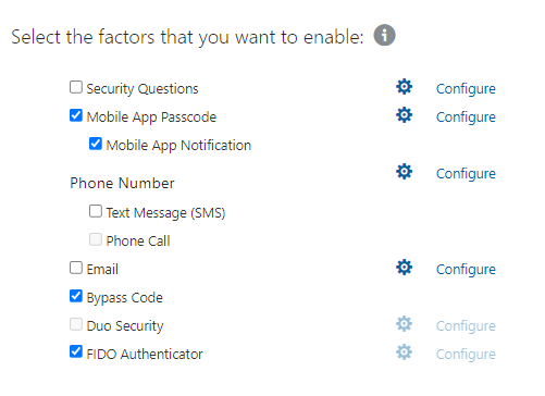 Click to expand Screenshot MFA factors in Oracle Identity Cloud Service.