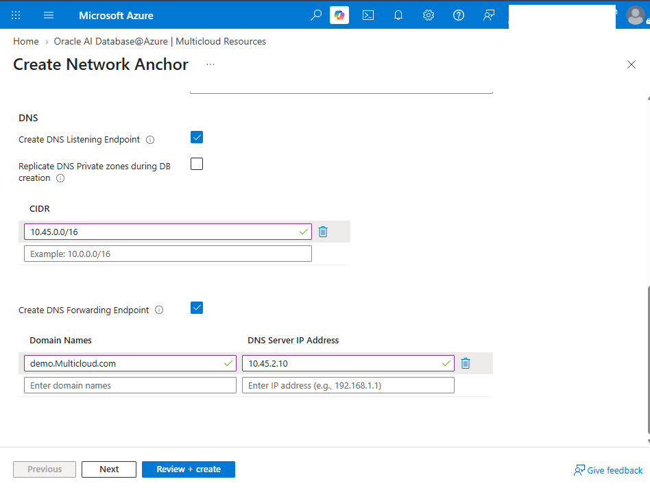 This screenshot shows how to create a Network Anchor.