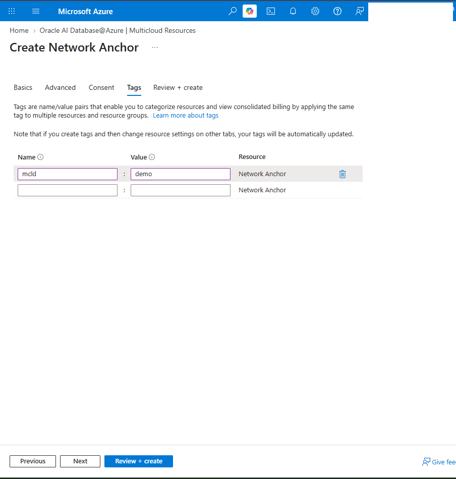This screenshot shows how to create a Network Anchor.