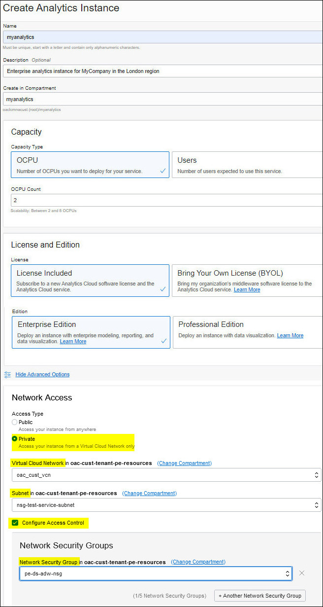 Description of oac_console_private.jpg follows Description of oac_console_private.jpg follows