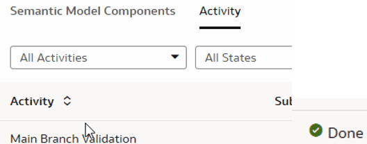 Validation of main branch displaying Done state