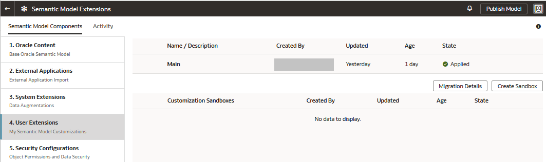 Migration details option