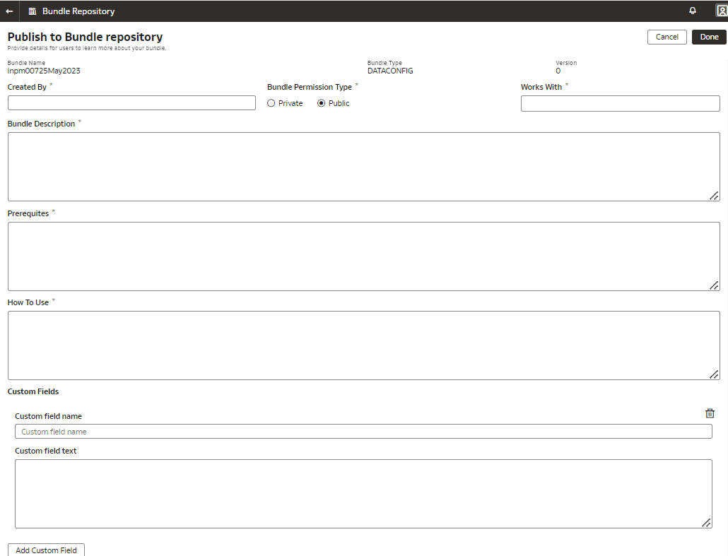 Publish Public bundle