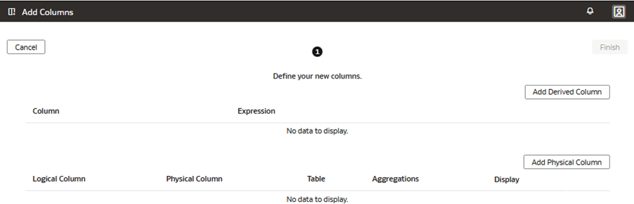 The Add Columns page