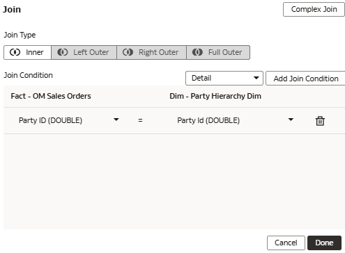 The Join dialog The Join dialog