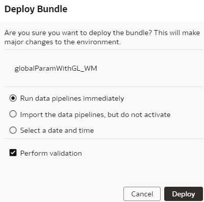 Deploy Bundle dialog