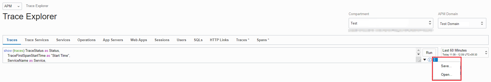 Open or save query icon and options Open or save query icon and options