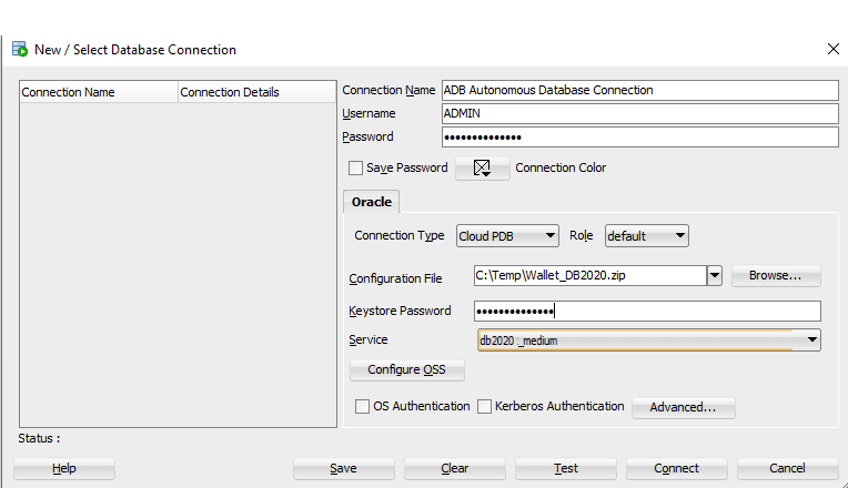 Description of adb_connect_sqldev_17.4.png follows Description of adb_connect_sqldev_17.4.png follows