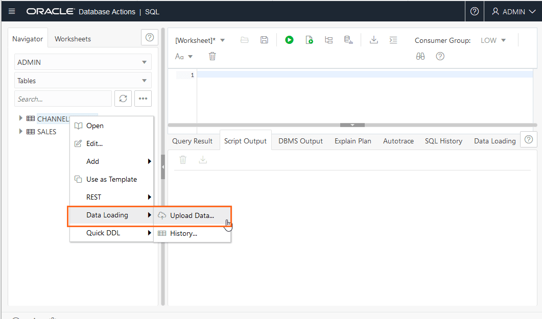 Description of adb_dbactions_upload.png follows Description of adb_dbactions_upload.png follows