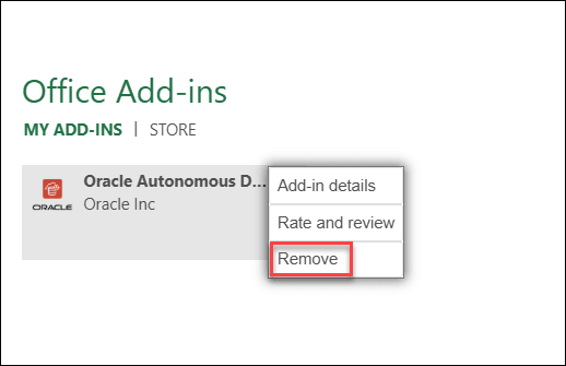 Description of remove-addin-ms.png follows Description of remove-addin-ms.png follows