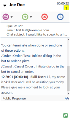 Agent console displaying list of supported actions. Agent console displaying list of supported actions.