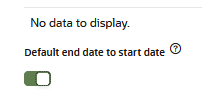 This is an image of the Default start date to end date toggle. This is an image of the Default start date to end date toggle.