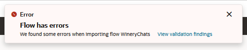 This is an image of the import flow validation error message. This is an image of the import flow validation error message.