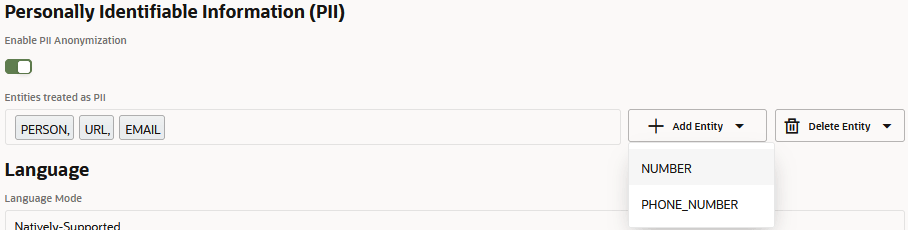 Description of pii_settings_configuration.png follows