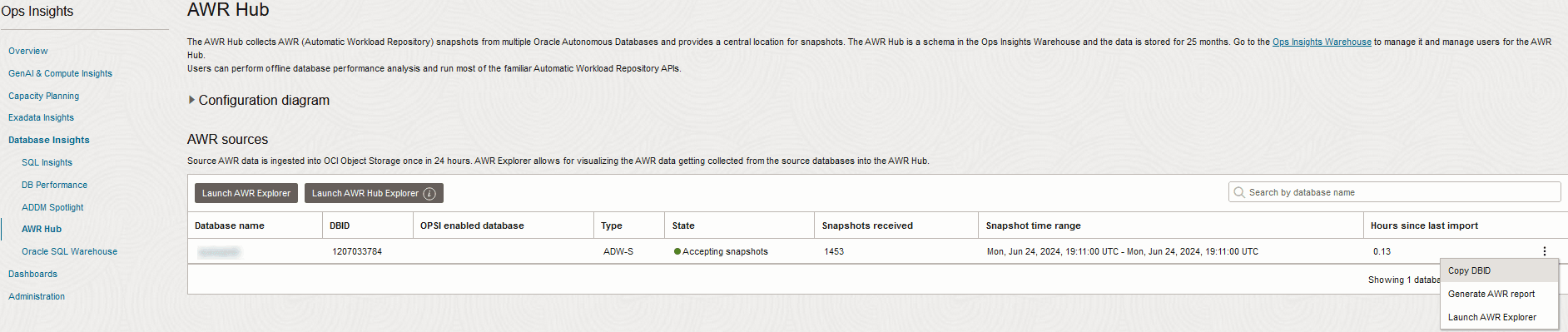 Graphic shows the launch AWR Explorer menu item