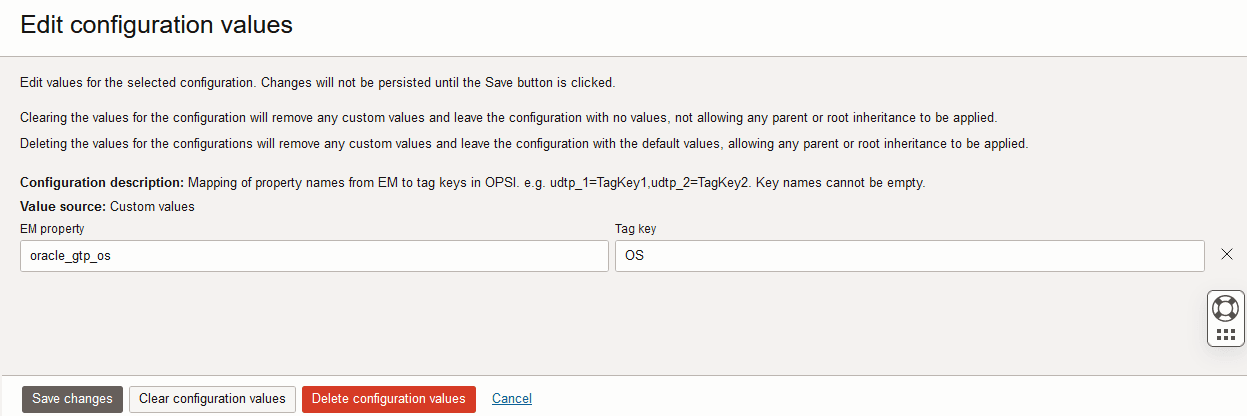 EM Property to OCI Tag Mapping showing the tag creation EM Property to OCI Tag Mapping showing the tag creation
