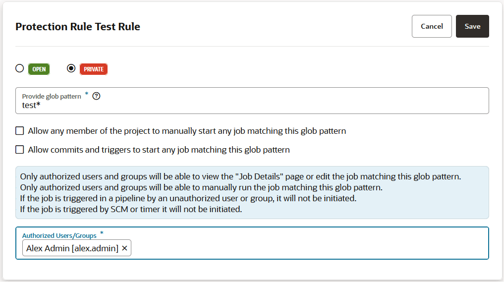 Description of job-protection-rule-authorized-user.png follows Description of job-protection-rule-authorized-user.png follows