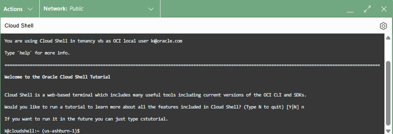 Description of admin-console-cloudshell.png follows Description of admin-console-cloudshell.png follows