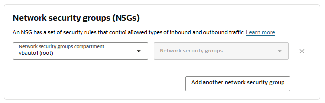 Description of pe-configure-nsg.png follows Description of pe-configure-nsg.png follows