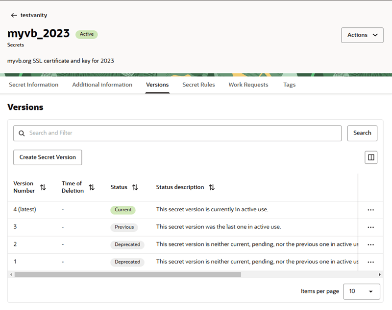 Description of vault-secret-versions.png follows Description of vault-secret-versions.png follows