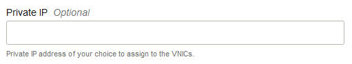 Click to expand "Optional" marking displayed to the right of the variable's title: Private IP.
