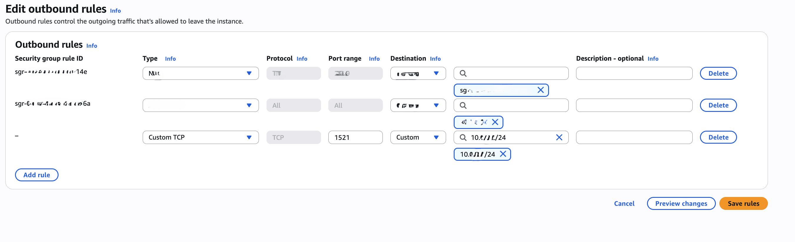This screenshot shows the required steps for Security Group This screenshot shows the required steps for Security Group