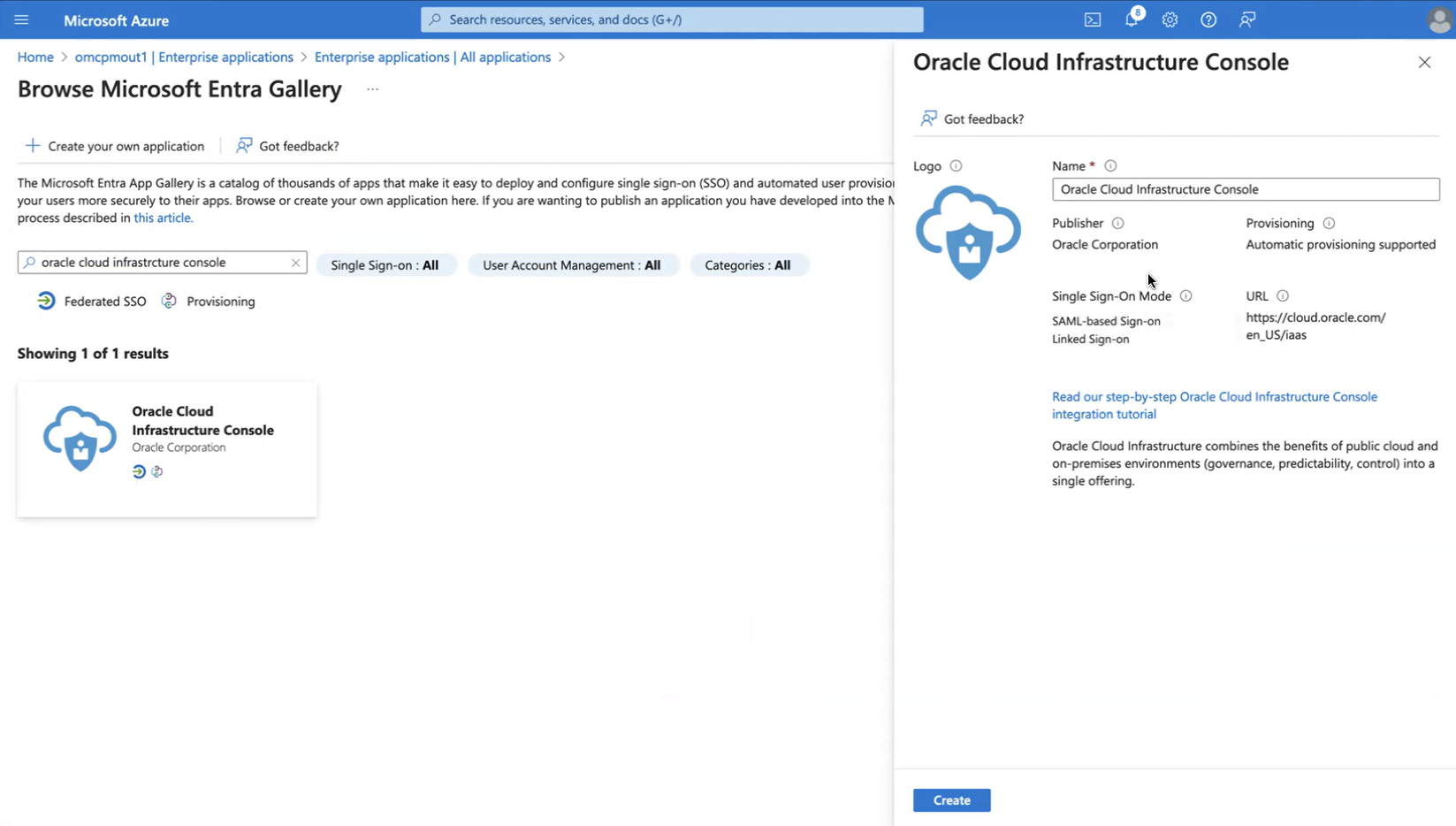 Click to expand An image of the Azure portal showing the naming of a new Enterprise application in Entra ID