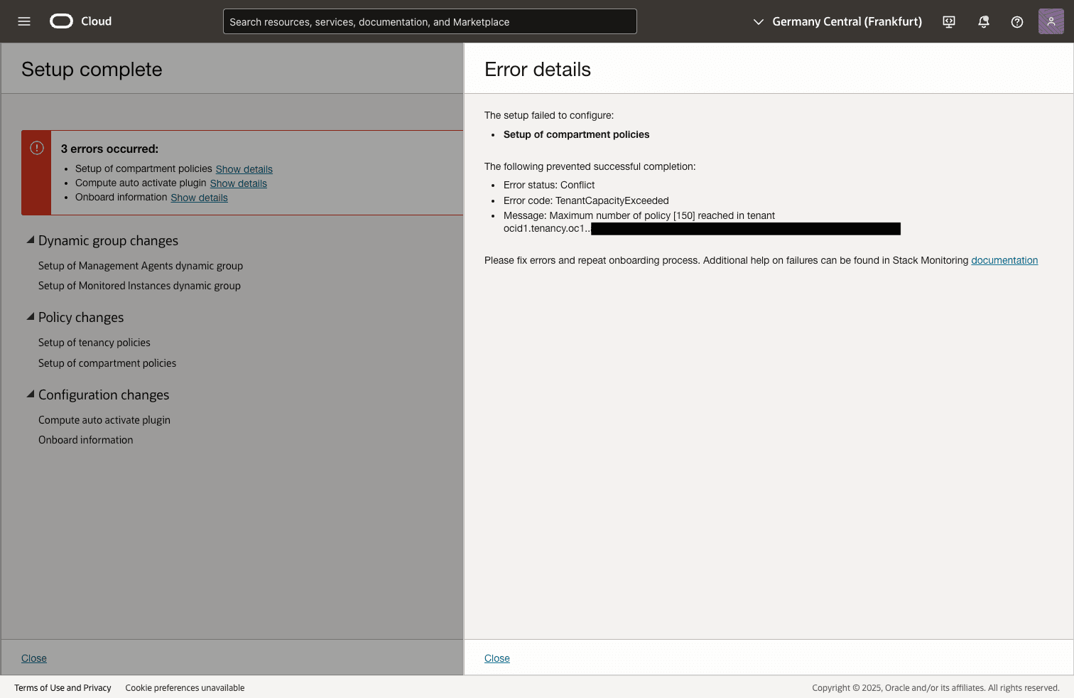 Policy Manager max quota error Policy Manager max quota error